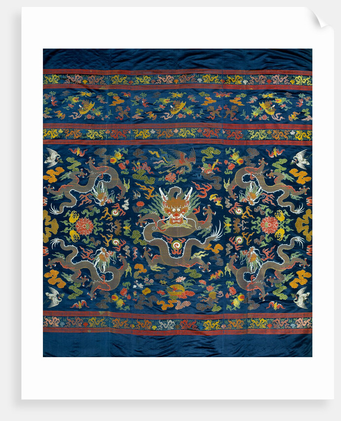 Panel with five four-clawed dragons by Unknown
