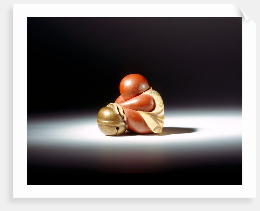 Netsuke abstract doll leaning over a bell by Unknown