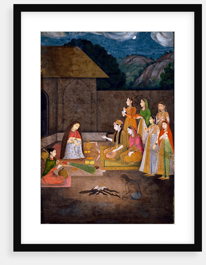 A prince and ladies visiting a female ascetic at night by Unknown