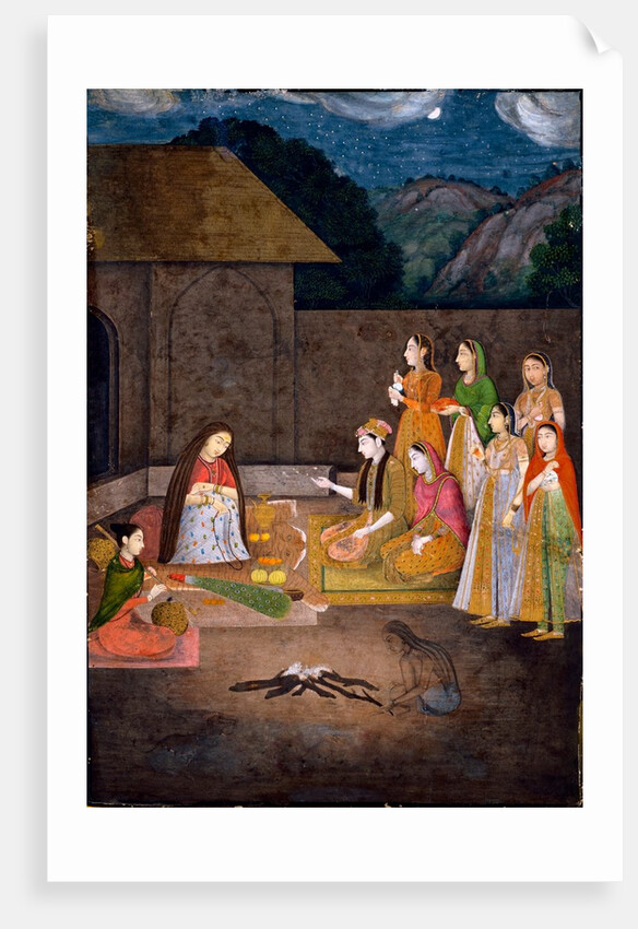 A prince and ladies visiting a female ascetic at night by Unknown