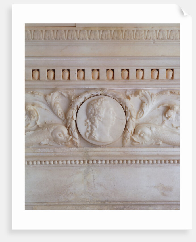George III portrait medallion carved on a chimney by William Chambers