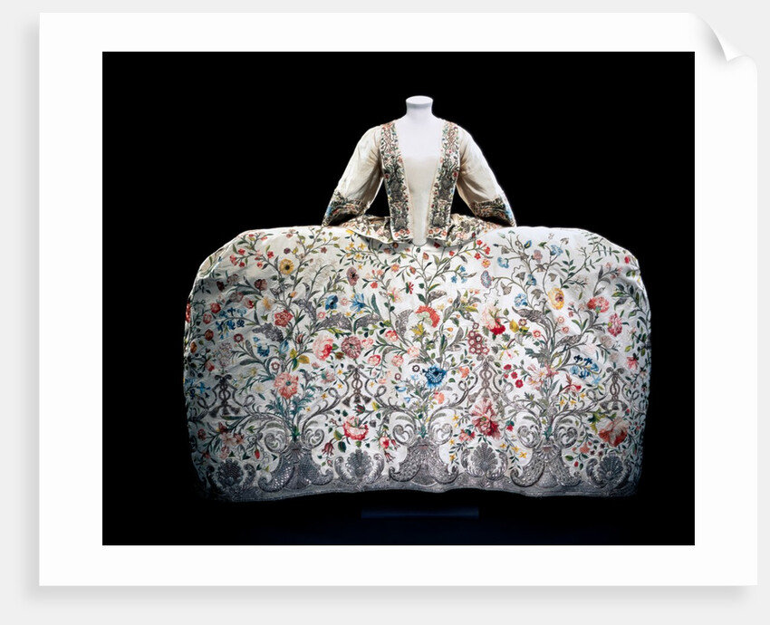 Court dress or mantua. Embroidered silk with silver thread. England, c.1740-45 by Unknown