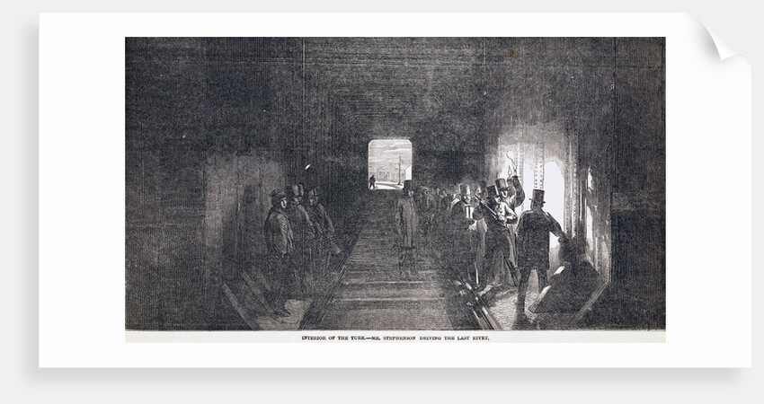 Interior of the Tube - Mr Stephenson Driving the Last Rivet. England, 1850 by Anonymous