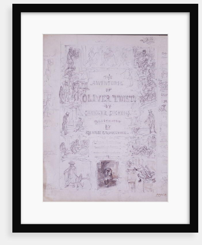 Draft Title Page for The Adventures of Oliver Twist by George Cruikshank