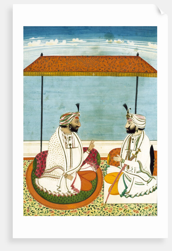 Two Sikh noblemen in conversation. Punjab, India, mid-19th century by Unknown