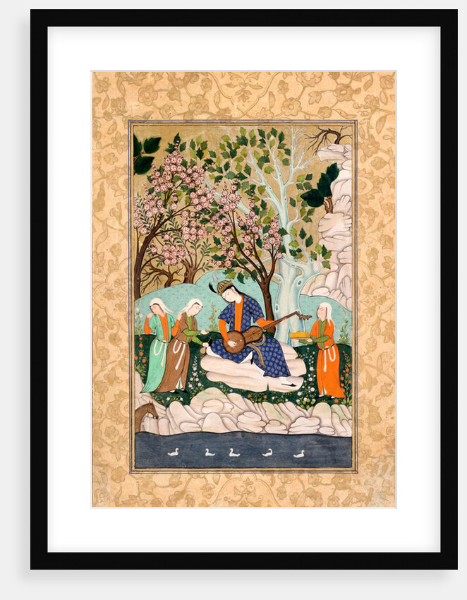Prince playing a long-necked lute. Hyderabad, India, mid-18th century by Unknown