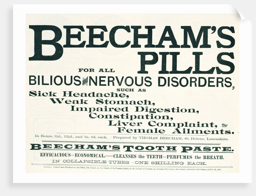 Advertisement for Beecham's Pills by Anonymous