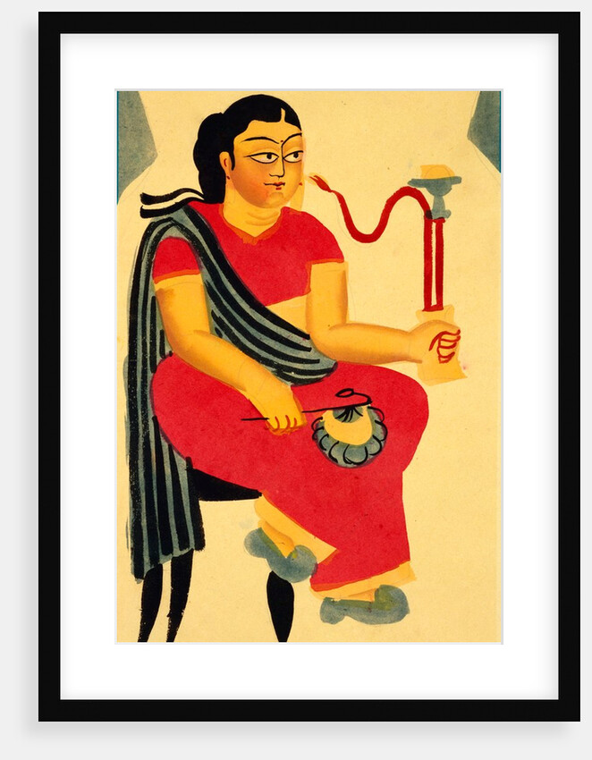 Woman smoking a hookah by Kali Charan Ghosh