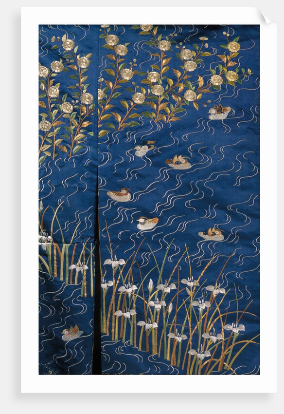 Part of a kimono depicting wild ducks. Japan, mid-19th century by Unknown
