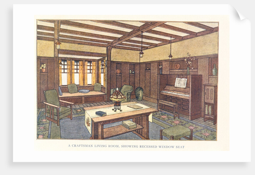 A Craftsman Living Room, Showing Recessed Window Seat by Anonymous