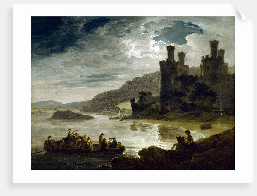 Conway Castle at Night by Julius Caesar Ibbetson(the elder)