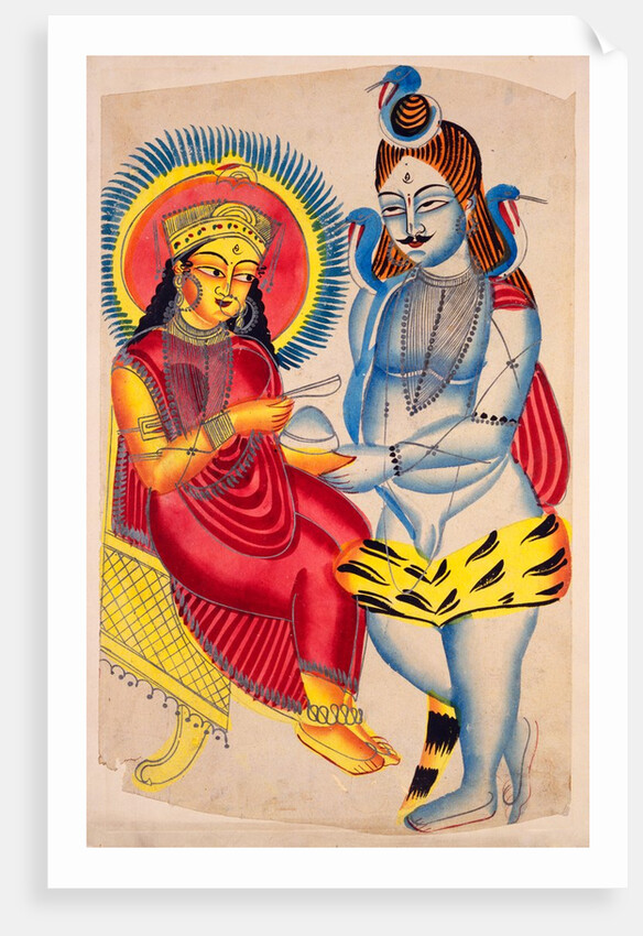 Annapuna seated, giving rice to Shiva by Unknown