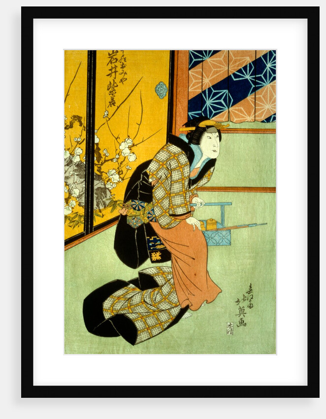 Kabuki actor, one of  a triptych by Shunbaisai Hokuei