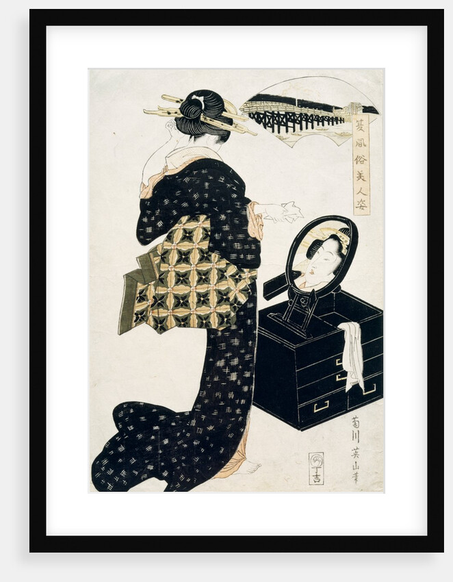 A girl standing at her toilet before a looking glass by Eisan