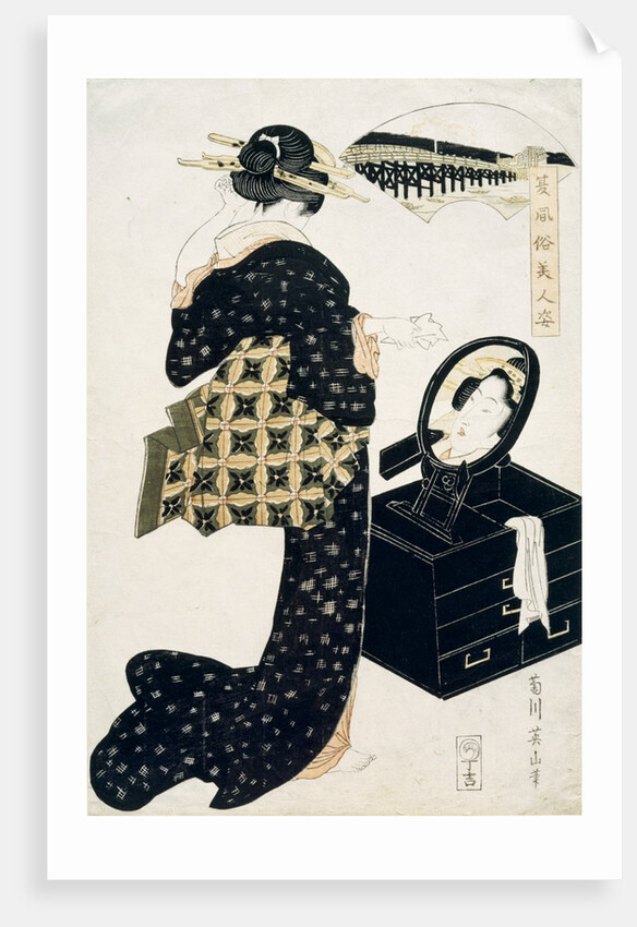 A girl standing at her toilet before a looking glass by Eisan