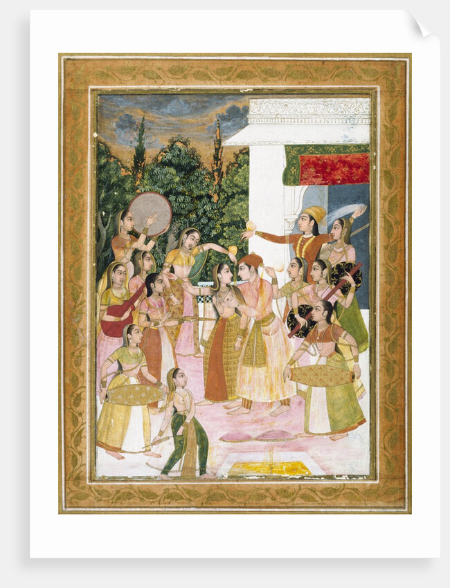 A prince holding a holi festival with his ladies. Mughal, India, 1750 by Unknown