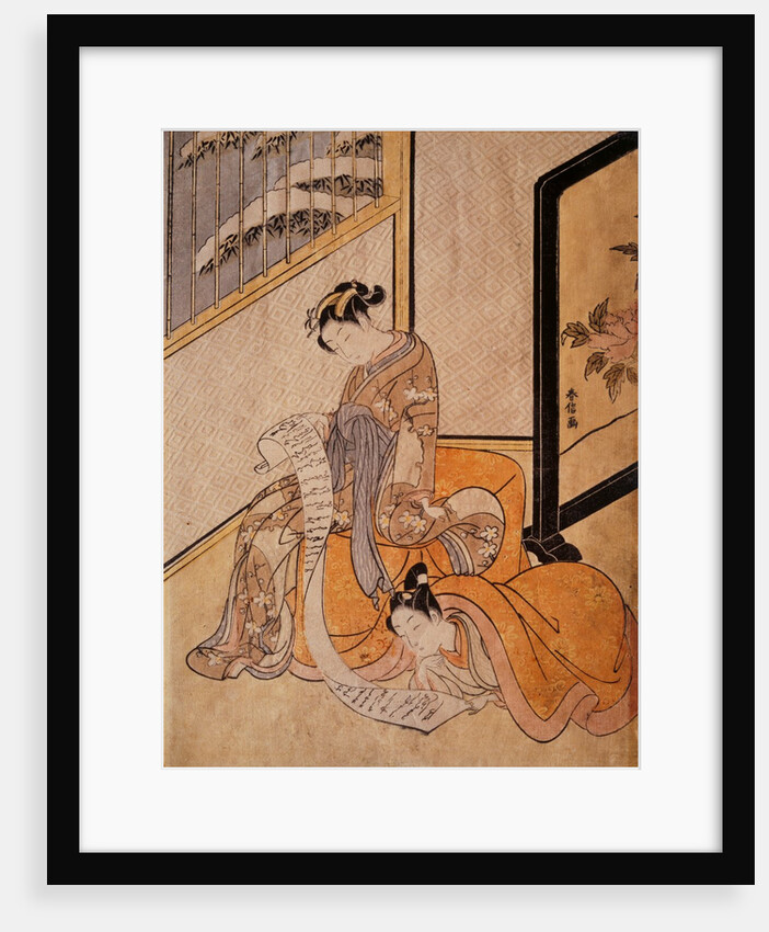 Courtesan and her Lover Reading a Letter, a Parody on an Incident in the Chushingura by Suzuki Harunobu