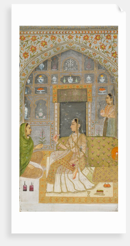 A lady in a pavilion at night by Unknown