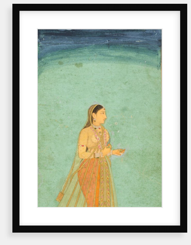 A lady holding a flower by Unknown