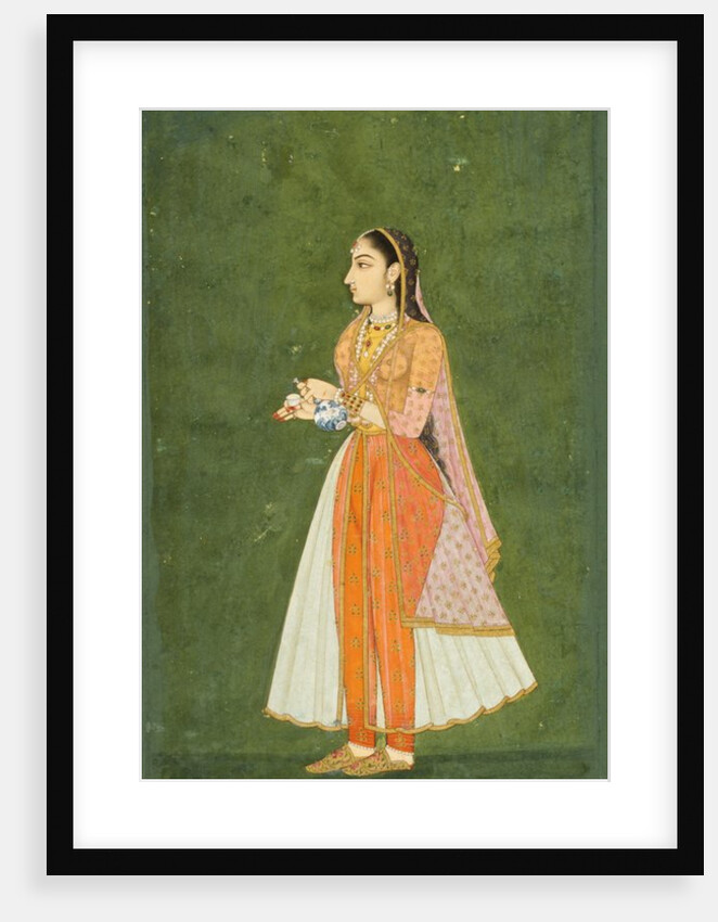 A lady with a wine flask and cup. India, 18th century by Unknown