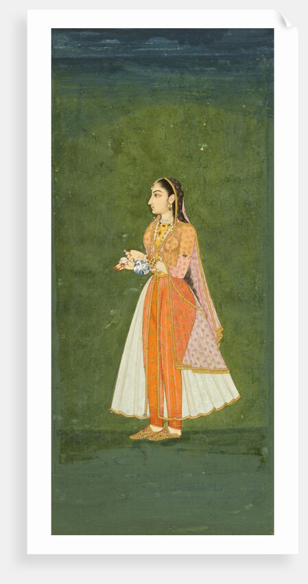 A lady with a wine flask and cup. India, 18th century by Unknown