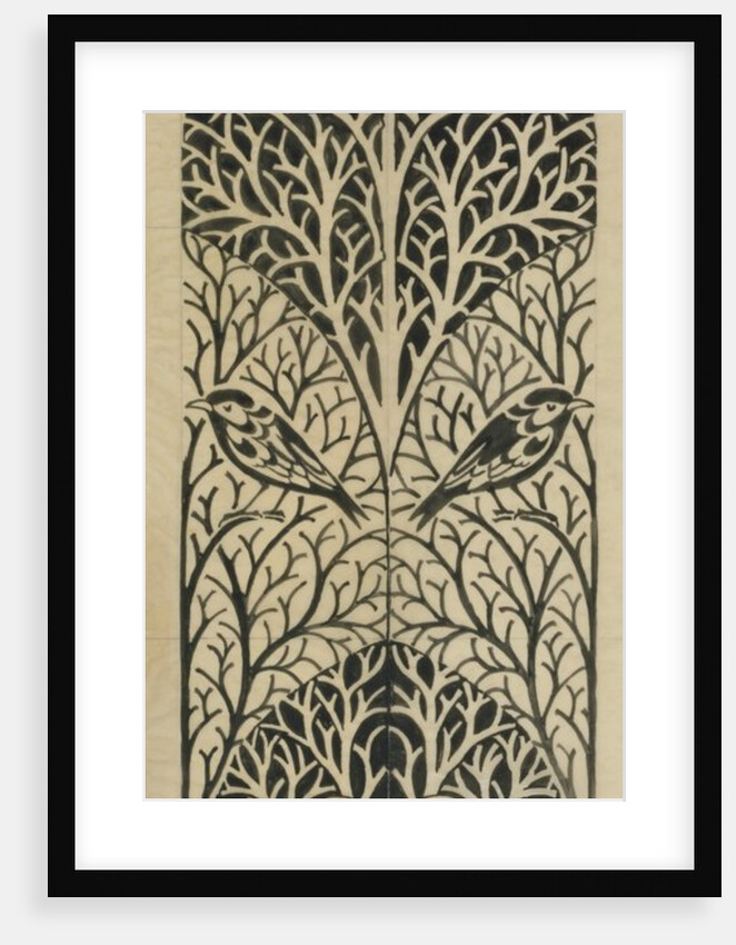 Mirrored pattern of birds and branches by C.F.A. Voysey