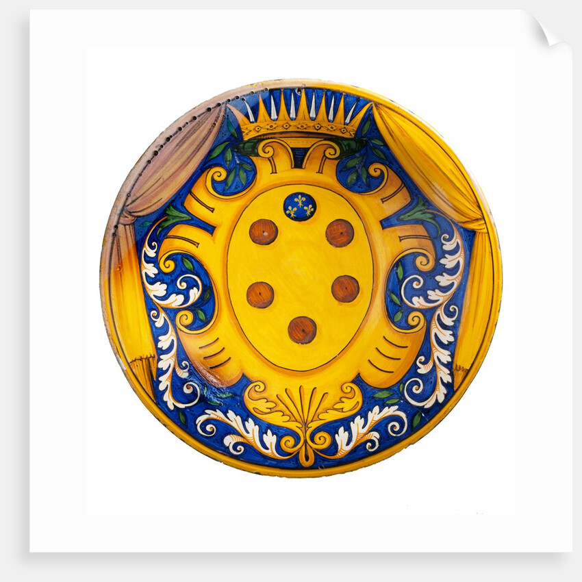 Dish depicting the coat of arms of House of Medici. Caffaggio, Italy, late 16th century by Unknown