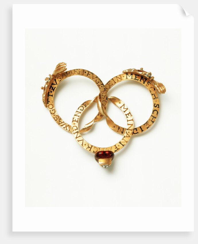 Marriage gimmel ring opened to show each ring by Anonymous