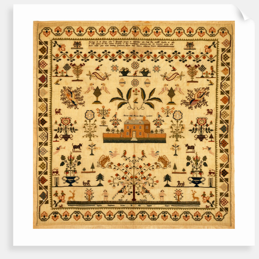 Sampler. England, 19th century by Sophia Stephens