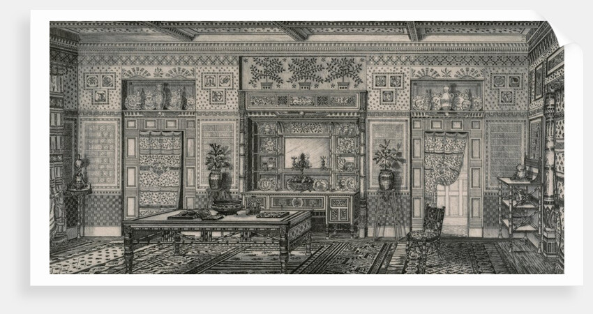 Interior with chiffonier and table by Anonymous