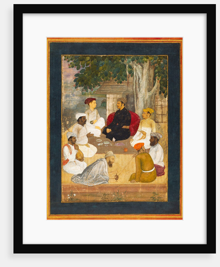 Prince and Companions. Miniature painting. India, early 17th century by Unknown