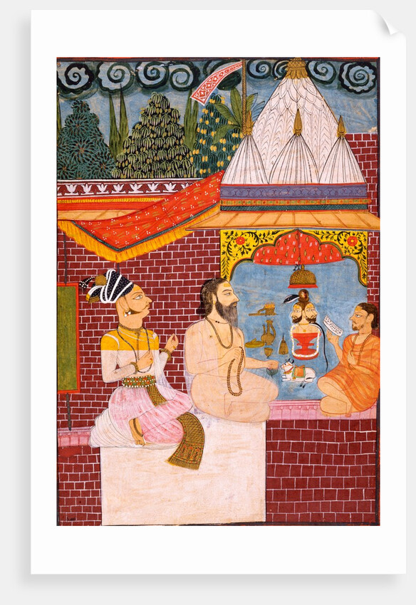 Viram Dev of Ghanerao worshipping at a Shiva shrine by Unknown