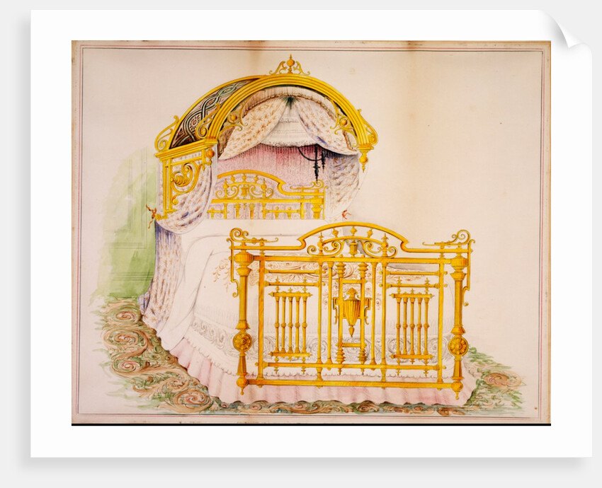 Design for a brass bed by Robert Lloyd Crosby & Co.