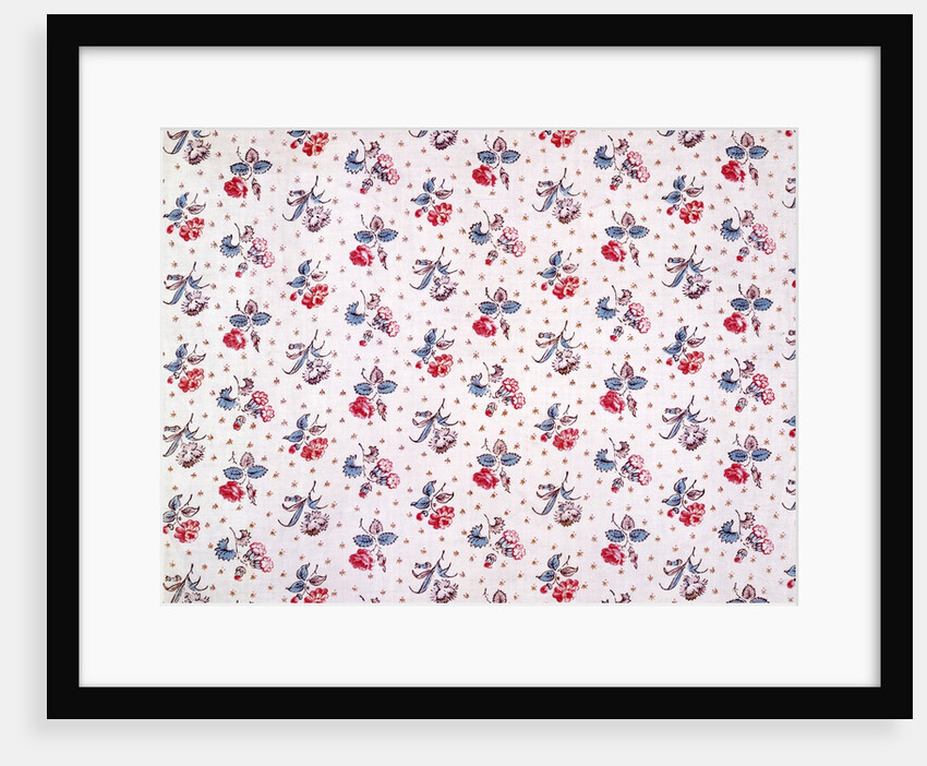 Printed fabric with tiny little sprigs of flowers by Unknown