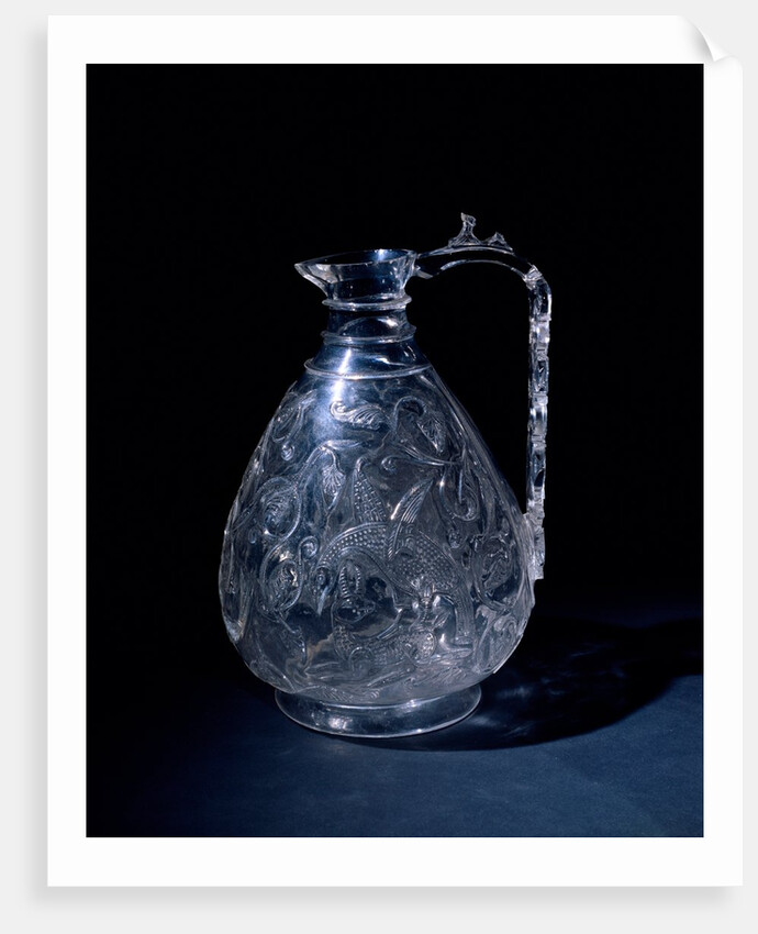 Rock crystal ewer with carved decoration. Probably Cairo, Egypt, 11th century by Unknown