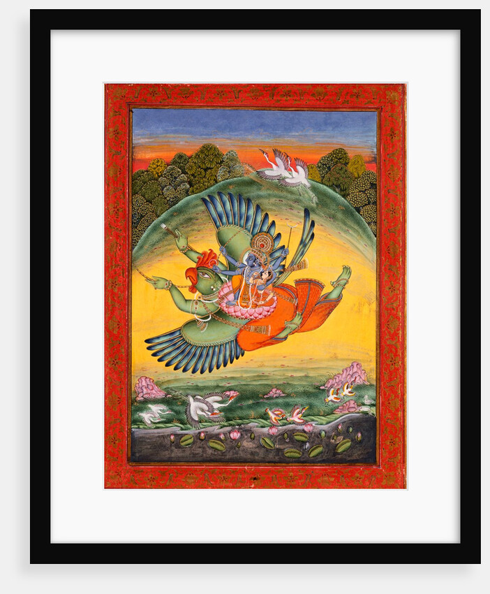 Vishnu and Lakshmi riding the bird Garuda by Unknown