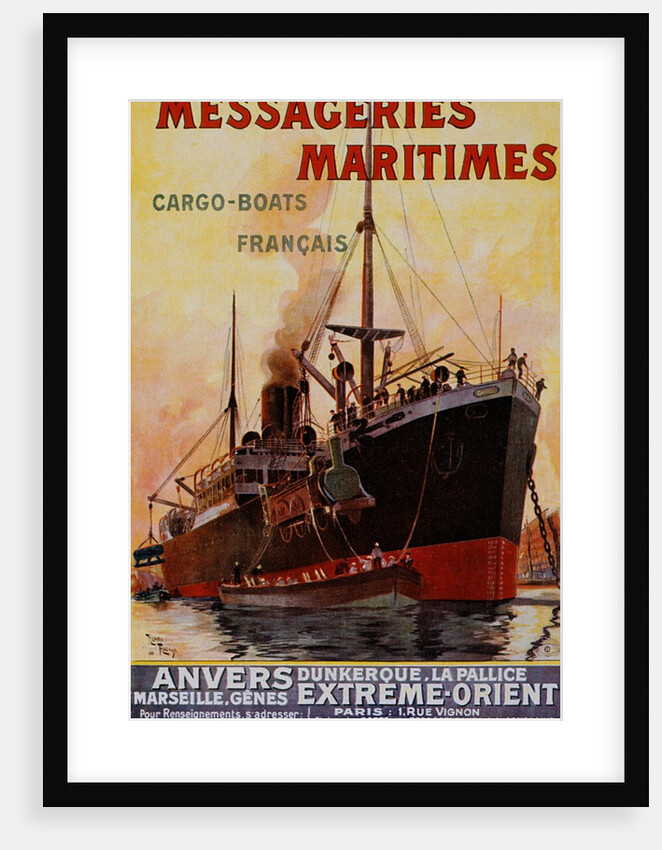 Messageries Maritimes advertising french cargo boats by Unknown