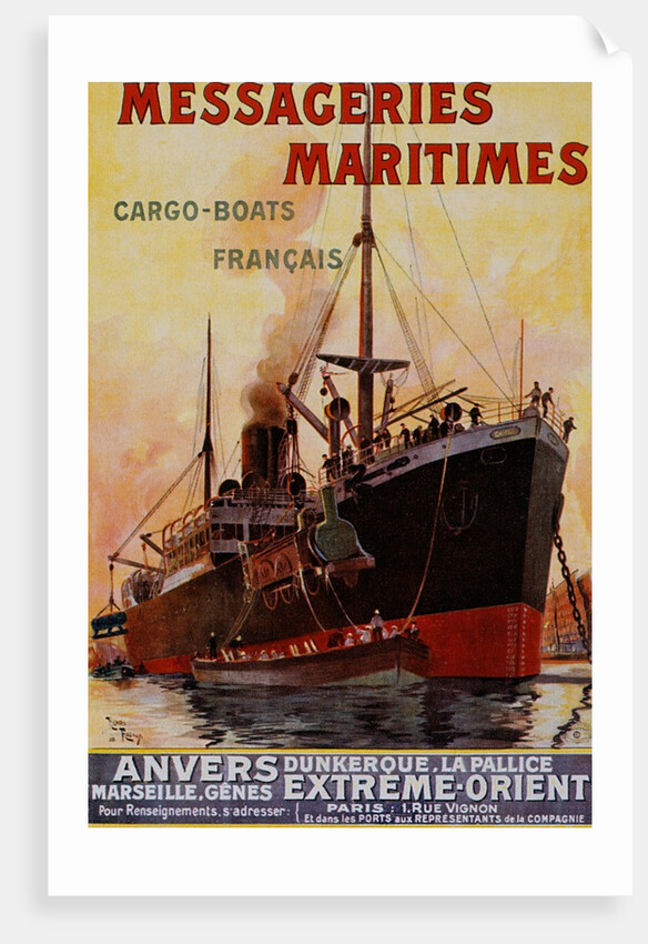 Messageries Maritimes advertising french cargo boats by Unknown