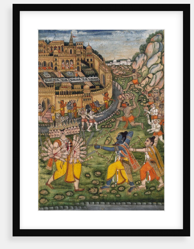 Rama and Lakshmana shooting arrows at the demon Ravana by Unknown