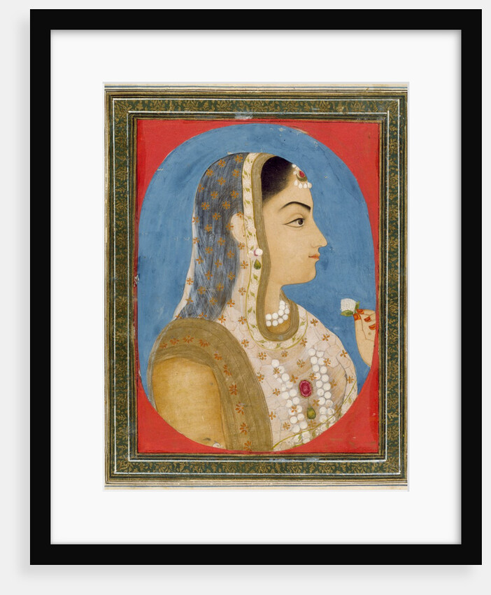 A lady holding a flower. Mughal, India, 18th century by Unknown