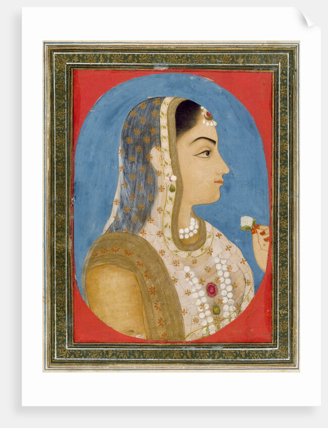 A lady holding a flower. Mughal, India, 18th century by Unknown