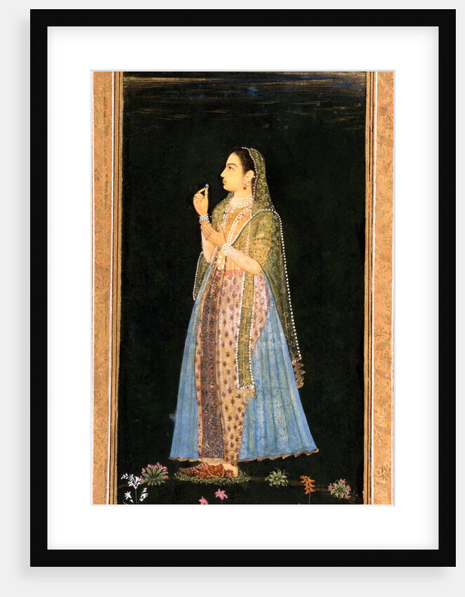 A lady holding a blossom by Unknown