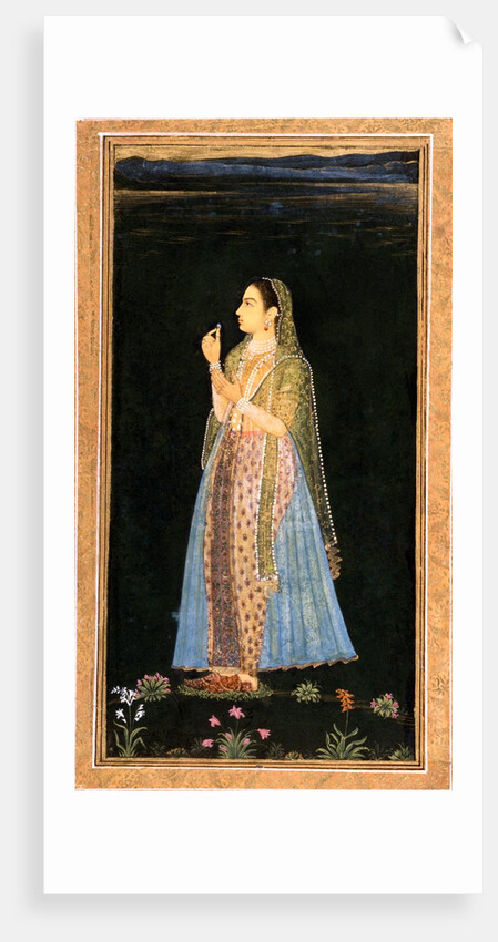 A lady holding a blossom by Unknown