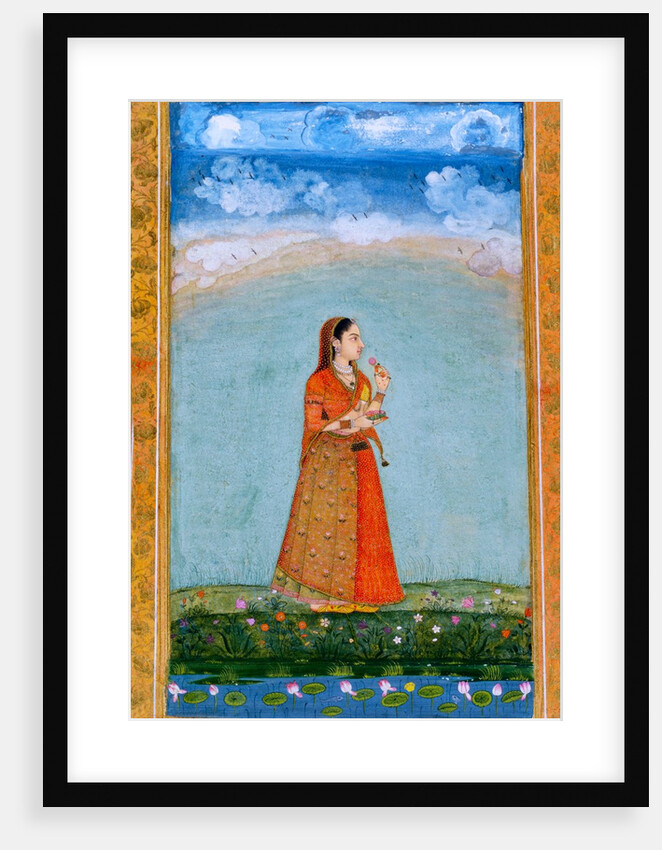 A lady with a bowl of rose flowers by Unknown