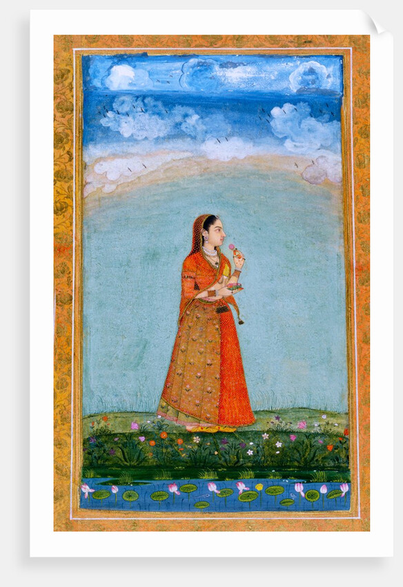 A lady with a bowl of rose flowers by Unknown