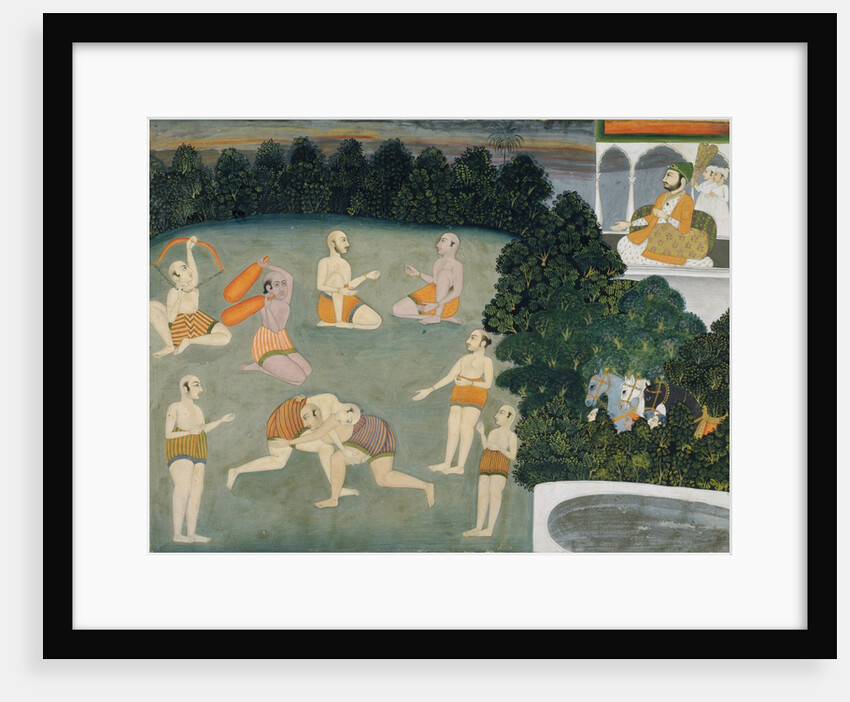Wrestlers watched by a Prince by Unknown