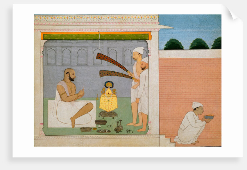 Raja Balwat Singh performing Puja by Nainsukh