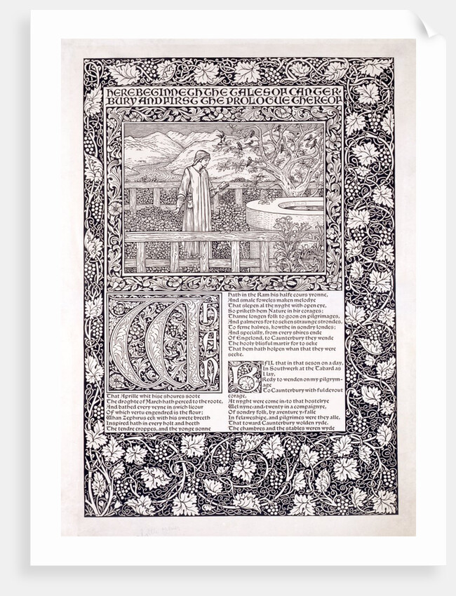 Trial page from The Canterbury Tales by William Morris