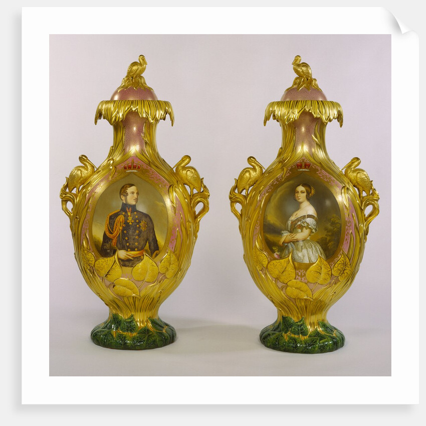 Portraits of Queen Victoria and Prince Albert on a pair of vases. Stoke-on-Trent, Manchester, England, mid-19th century by Unknown