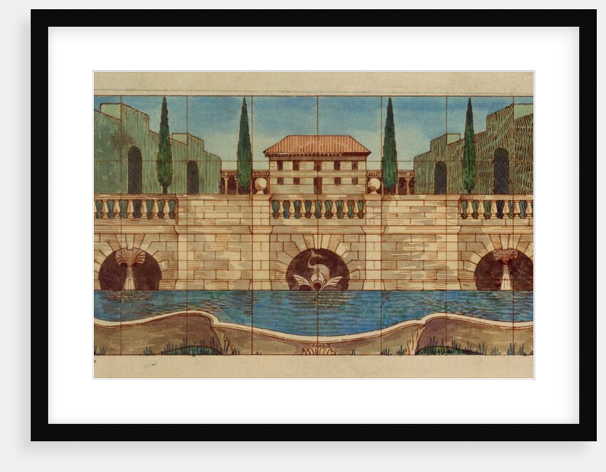 Design for a tile with villa and ornamental garden by Halsey Ralph F.R.I.B.A. Ricardo